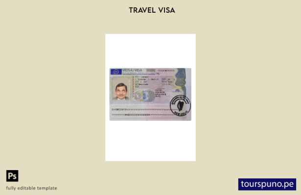 Plantilla de visa de viaje para Irlanda lista para imprimir